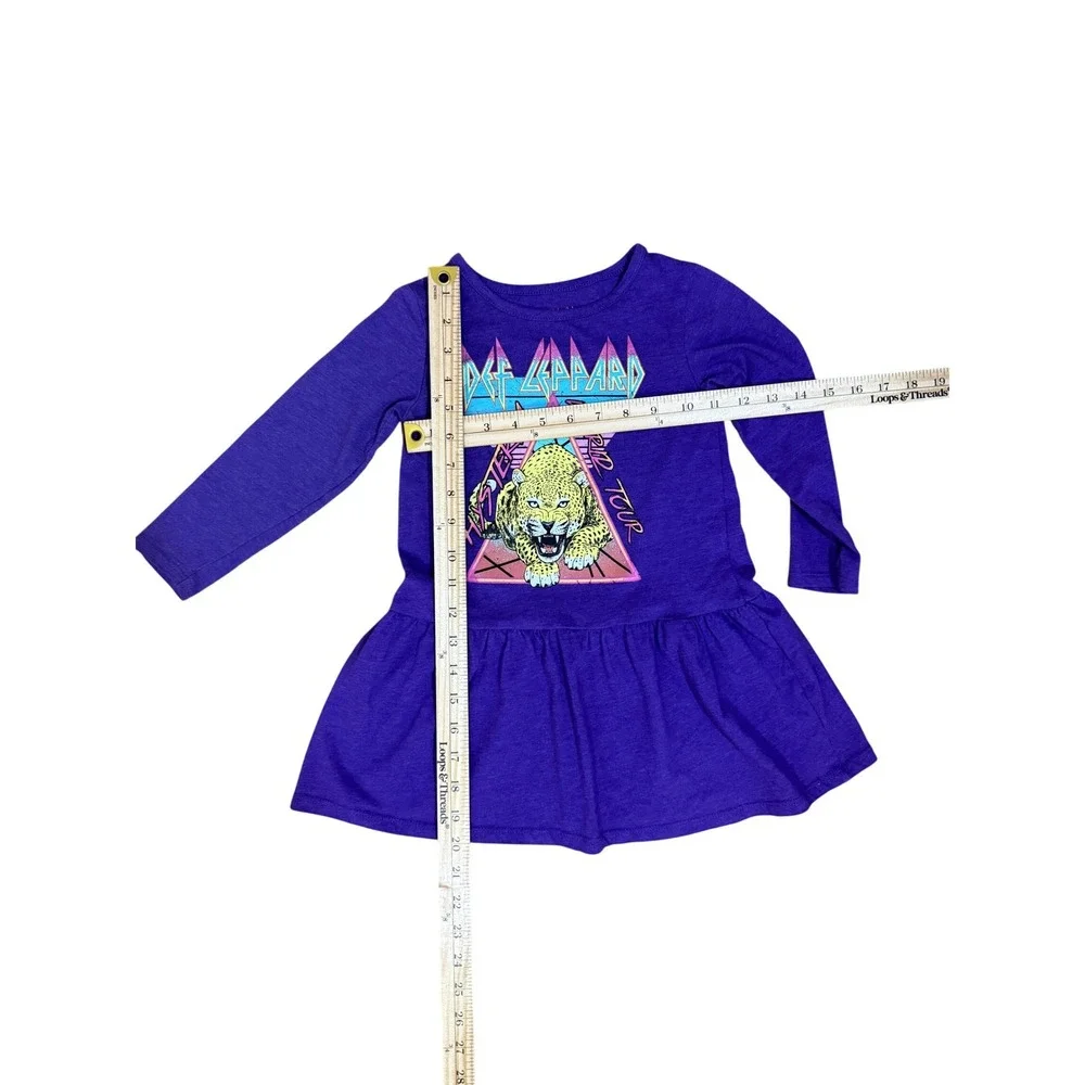 Def Leppard Graphic Dress Toddler‎ 4T Purple Excellent Hysteria World Tour 1987